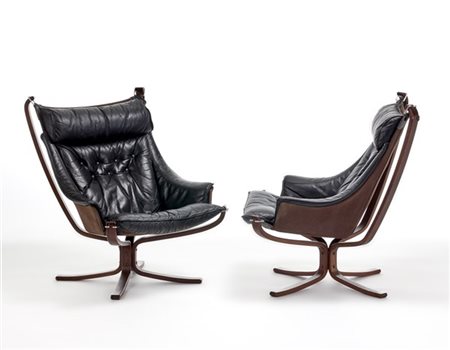 Sigurd Ressel Coppia di poltrone modello "Falcon". Produzione Vatne Moble, Norve