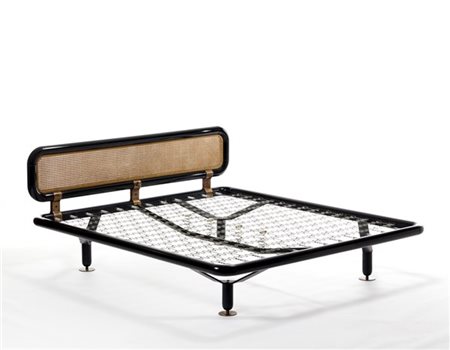 Tecno (Attribuito)
Letto matrimoniale. Italia, anni '70. Struttura in legno vern