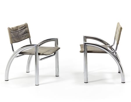Gae Aulenti Coppia di poltroncine. Produzione Elam, Italia, anni '70/'80. Strutt