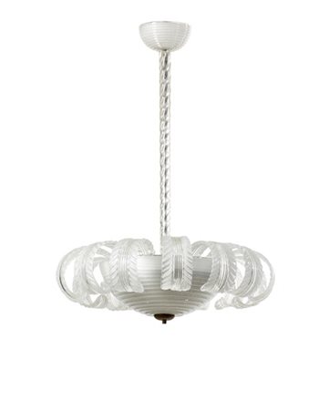 Barovier & Toso (Attribuito)
Lampada a sospensione. Murano, anni '30/'40. Vetro