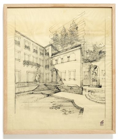 Piero Portaluppi Progetto per il restauro di casa Ghisio a Milano. Schizzo prosp