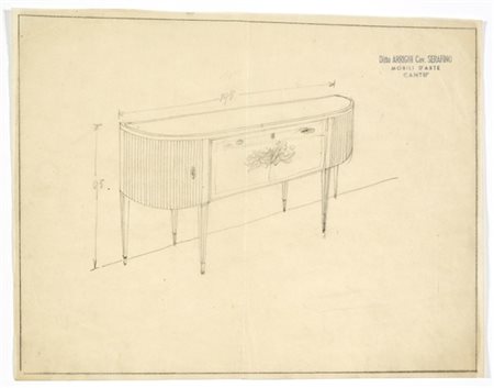 Paolo Buffa "Salone G"
Lotto composto da due fogli con studi per un trumeau e un