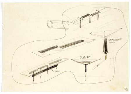 Gio Ponti "Dernière Idée"
Studio per grande tavolo da pranzo in pietra, ferro fo