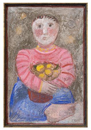 PIERO MOSTI (1941) - Bambina con cestino di mele