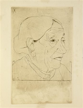 Umberto Boccioni (1882 - 1916) RITRATTO DELLA MADRE puntasecca, cm 28,5x18,...