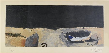 Georges Braque (1882 - 1963) LA BARQUE SUR LA GREVE litografia, cm 41x89,5;...