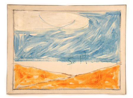 Mario Schifano (1934 - 1998) PAESAGGIO ANEMICO smalto e pastello su tela, cm...