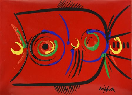 Roberto Crippa (1921 - 1972) TOTEM acrilico su cartoncino applicato su tela,...