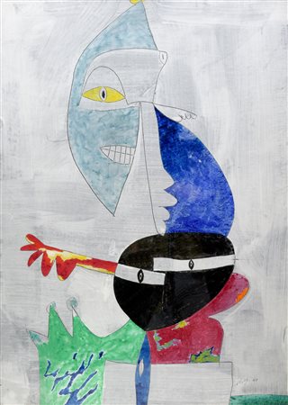 Gianni Dova (1925 - 1991) SENZA TITOLO tecnica mista su carta applicata su...