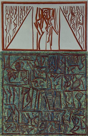 Riccardo Licata (1929 - 2014) COMPOSIZIONE olio su tela, cm 92x59,5 firma e...