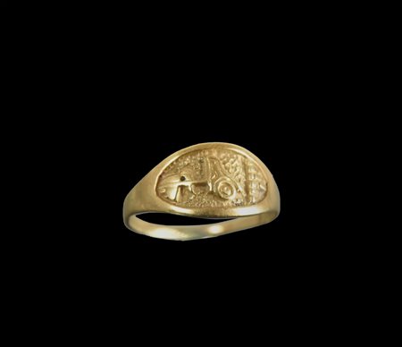 Sebastian Matta (1911 - 2002) ANELLO in oro giallo 18kt, gr. 4,74, misura 28...