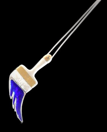 Arman (1928 - 2005) SENZA TITOLO SPILLA - CIONDOLO. PENNELLO in argento 925,...