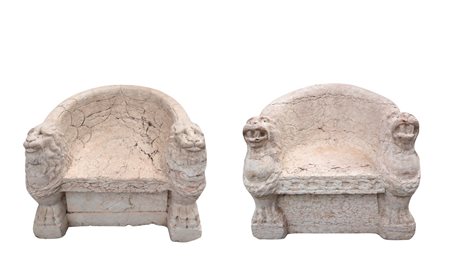 Coppia di poltrone in marmo rosa, troni di Attila., Marmo rosa di Verona