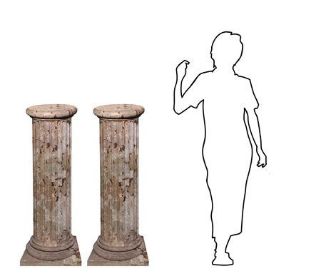 Coppia di importanti colonne in marmo scanalato, Inizi 20° secolo