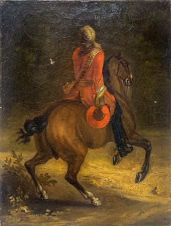 Adam Frans van der Meulen (Flemish 1632-1690)  - Cavaliere a cavallo di spalle
