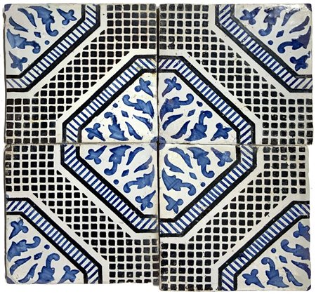 Giovanni  Armao (Santo Stefano di Camastra)  - Cinque riquadri di piastrelle in ceramica, Inizi 20° secolo.