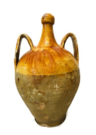 Orcio/ bummolo in maiolica smaltata, Santo Stefano di Camastra, 20° secolo