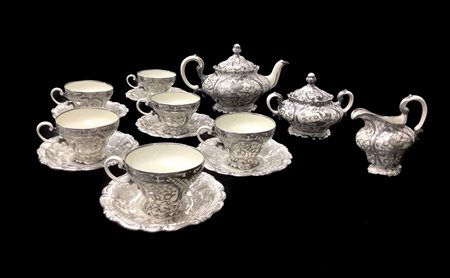 Rosenthal Selb Germany Pompadour - Servizio da Te composto da: 6 tazze con piattino, zuccheriera, teiera e lattiera