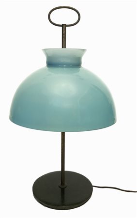 ADRASTEIA - Adrasteia. Lampada da tavolo in vetro incamiciato nei toni del verde acqua, 1950s.