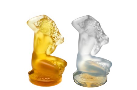 Lalique (1888)  - Coppia di donne nude, Cristallo trasparente e color ocra