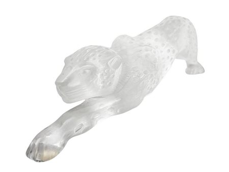 Lalique (1888)  - SCULTURA IN VETRO TRASPARENTE RAFFIGURANTE LEOPARDO