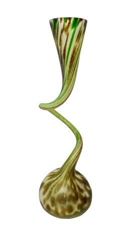 Vaso a spirale in vetro policromo , 20° secolo