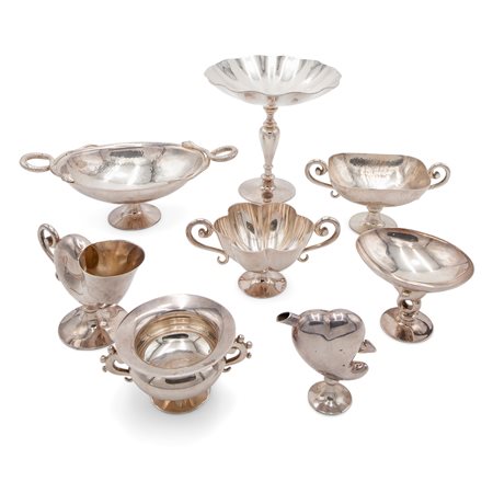 Gruppo di otto eleganti elementi in argento sterling, Pampaloni Firenze