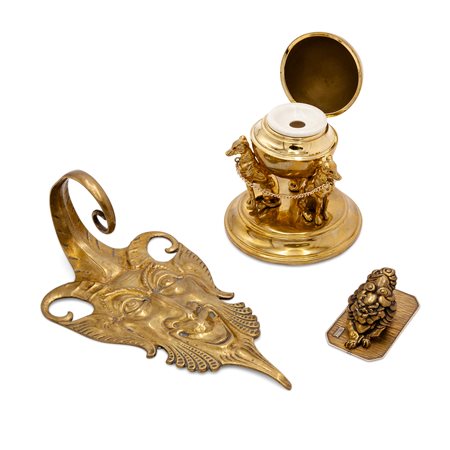 Set da  scrivania in metallo dorato