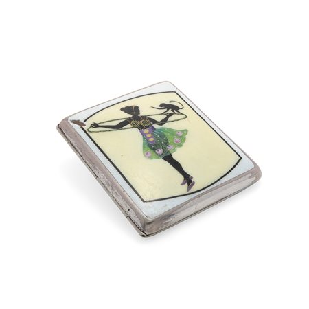 Portasigarette con artista circense, manifattura europea del XX secolo