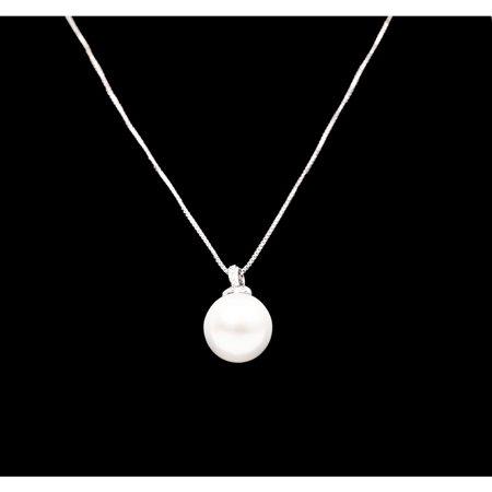 COLLANA con ciondolo in oro bianco 18 KT e perla brillanti