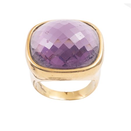ANELLO in oro giallo 18 KT e ametista (g. 19,10)