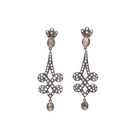 ORECCHINI in argento e oro giallo 12 KT con diamanti