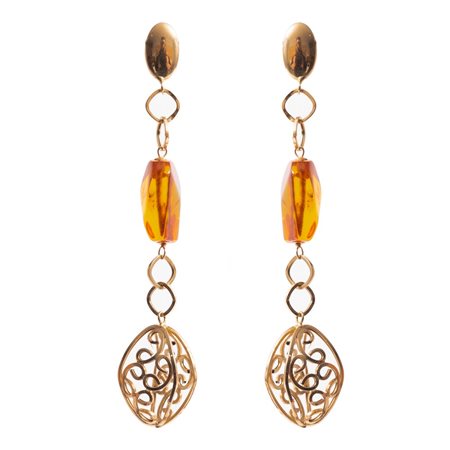 ORECCHINI in oro giallo e ambra (g. 4,50)