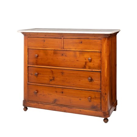 CASSETTONE in noce, piano in marmo grigio venato