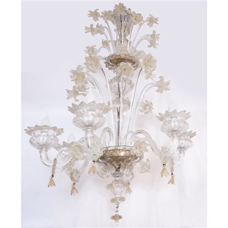 LAMPADARIO a sei luci in vetro di Murano