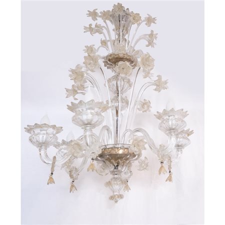 LAMPADARIO a sei luci in vetro di Murano