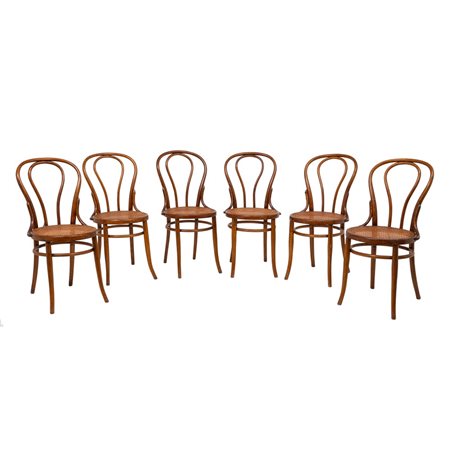 SEI SEDIE in legno di faggio curvato a fuoco