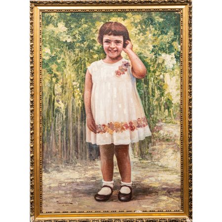 PITTORE DEI PRIMI DEL '900, Bambina, Olio su tela