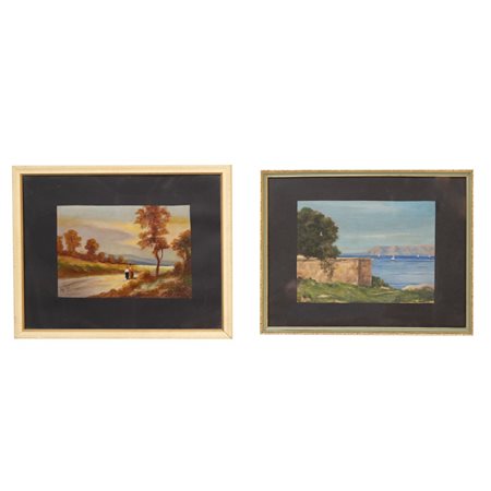 PITTORE DEL XX SECOLO, Due olii su tavoletta