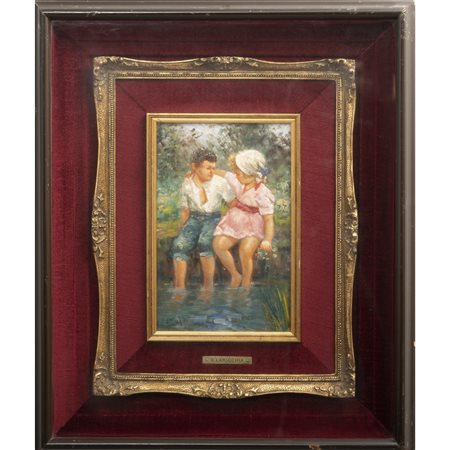 VINCENZO LARICCHIA, Fanciulli, Olio su tavoletta