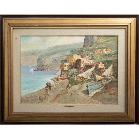 ENZO ESPOSITO, Paesaggio costiero, Olio su tela