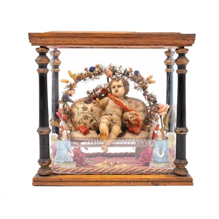 MANIFATTURA SICILIANA DEL XIX SECOLO, Bambinello in cera