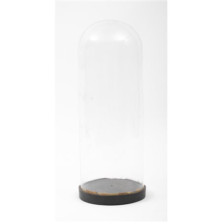 CAMPANA IN VETRO con base in legno ebanizzato