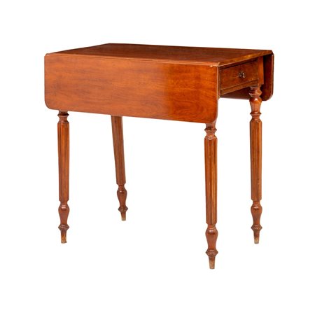 TAVOLO con alette in legno di mogano