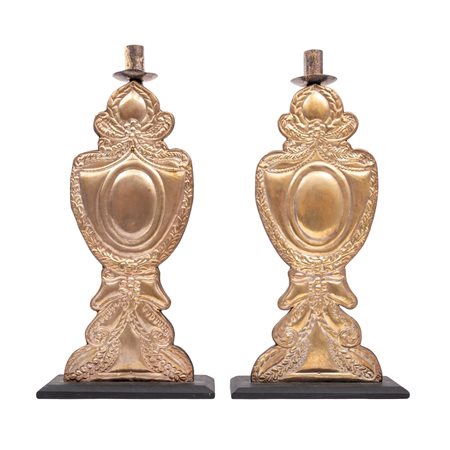 COPPIA DI CANDELIERI in lamina