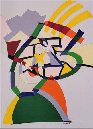 Ugo Nespolo Fumatore di pipa 1980c.