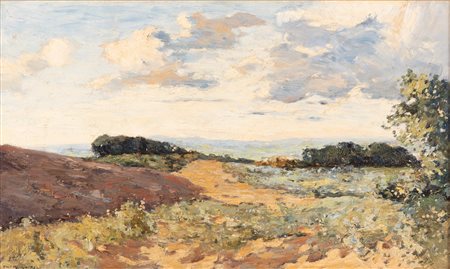Piet Rackwitz (Rotterdam, 1892 - The Hague, 1968) 
Paesaggio 
Olio su tela cm 34x56; con cornice cm 46x68