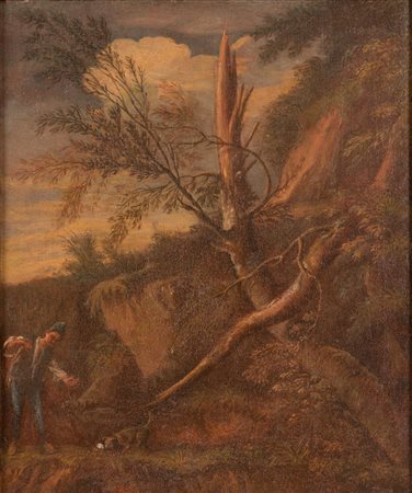 Maniera di Pietro Montanini ( - ) 
Paesaggio con alberi prima metà XVIII
Olio su tela cm 50x42; con cornice cm 63x55