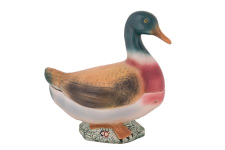  
Zuppiera in ceramica raffigurante anatra 
 cm 36x36x21