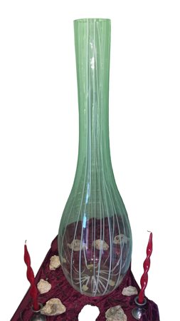  
Grande vaso a righe in vetro di Murano Vistosi Anni '60
 altezza cm 101; base Ø cm 20